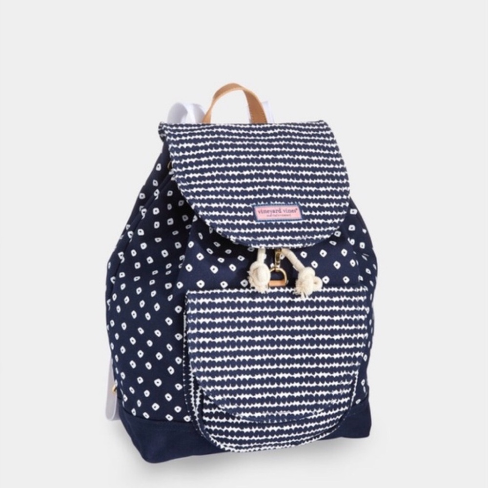 Vineyard Vines Stingray Painted Rattan Canvas Daypack Backpack NWT